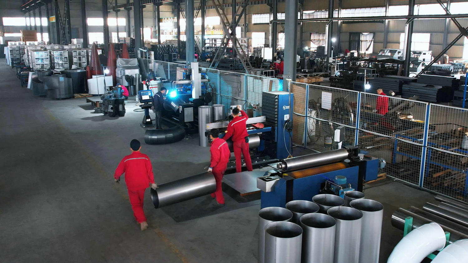 Steel processing workshop display