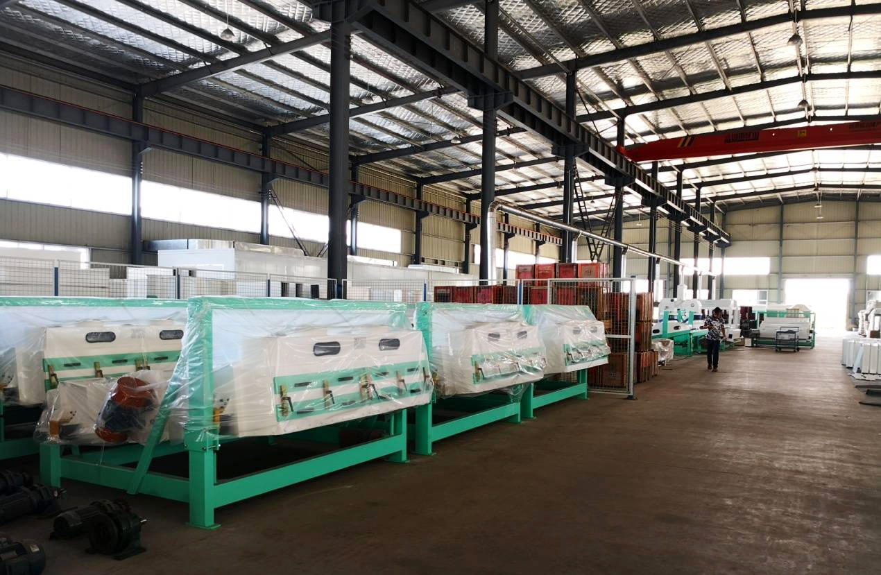 A corner of YuZhong warehouse of finished grain cleaners products 